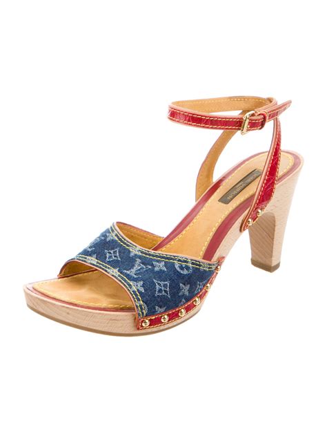 louis vuitton heeled sandals|Louis Vuitton denim sandals.